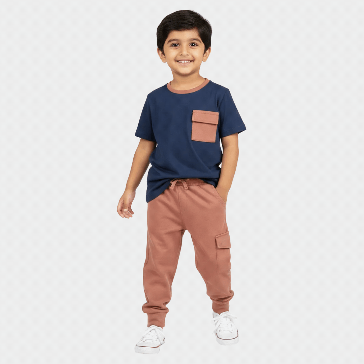 Half Sleeves Unisex T-Shirt & Joggers Set | Diesel Blue