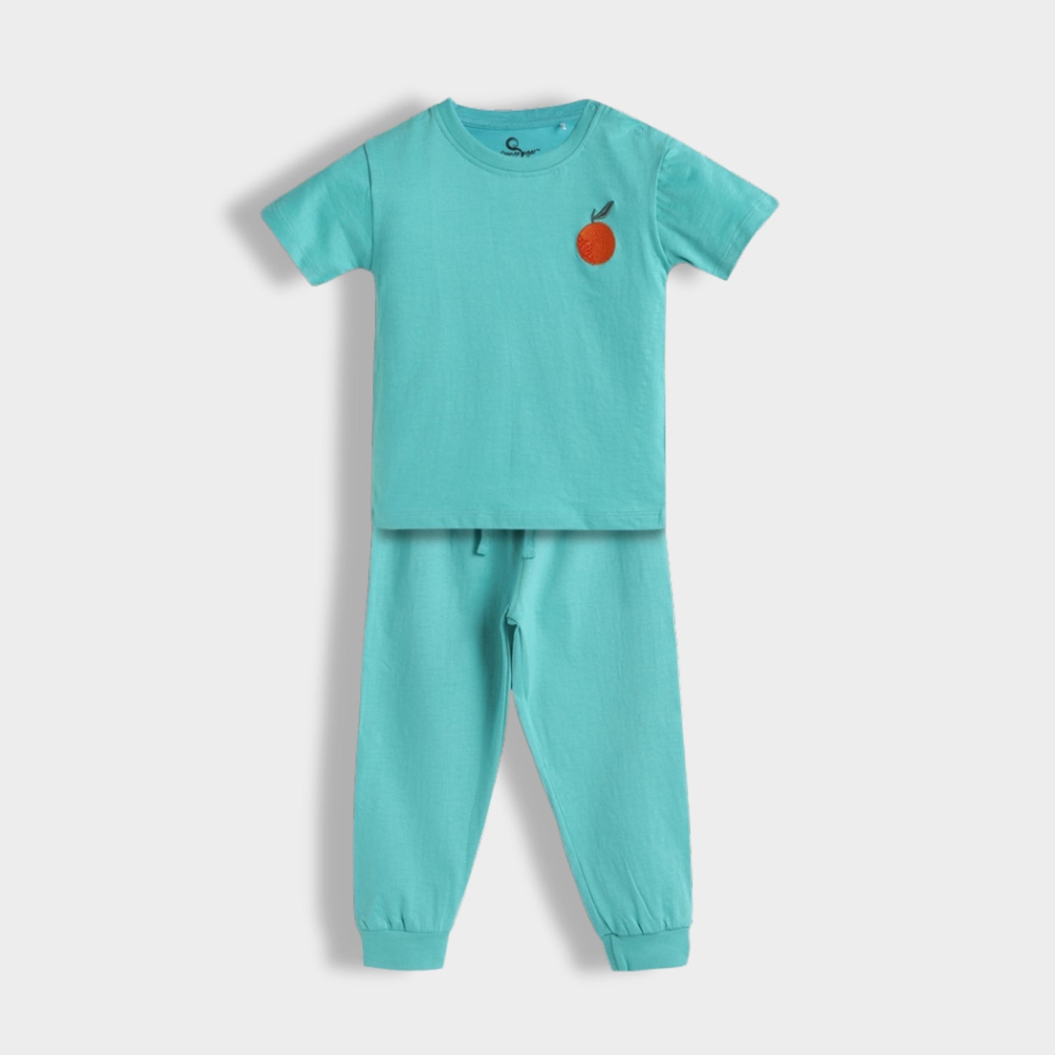 Half Sleeves Unisex Co-ord Set | Aqua Orange