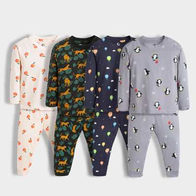 4 Pack Full Sleeves Unisex Co-ord Set | Cheetah, Hot Air, Oranges & Penguin