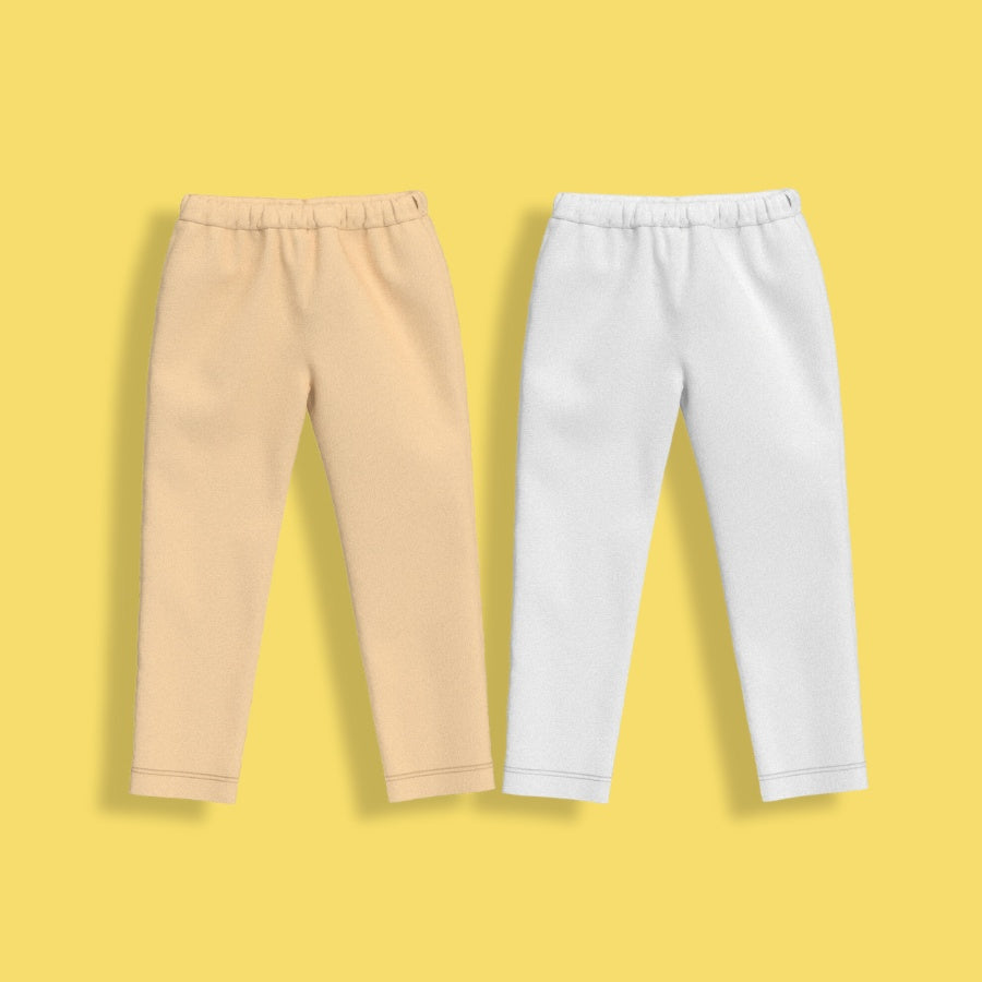 2 Pcs Leggings | Beige, White
