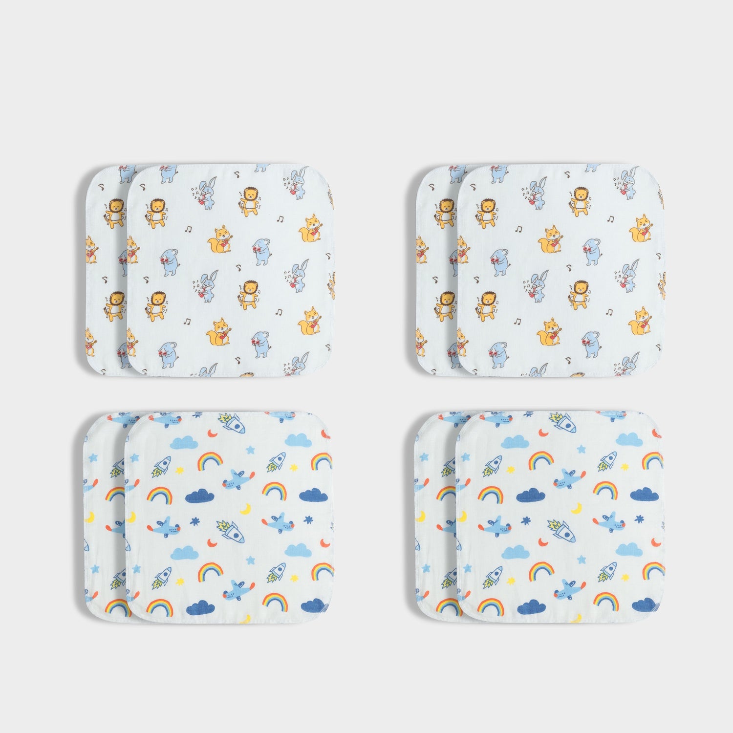 4 Pack Muslin Wash Cloth | Jungle Jingles, Starry Safari