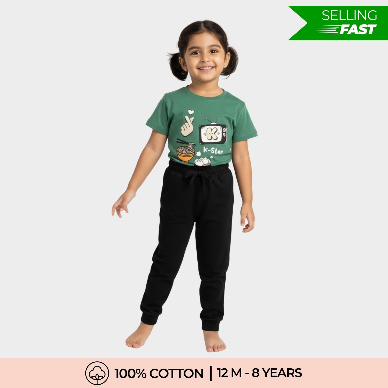 Half Sleeves Unisex T-Shirt & Joggers Set | Korea Love