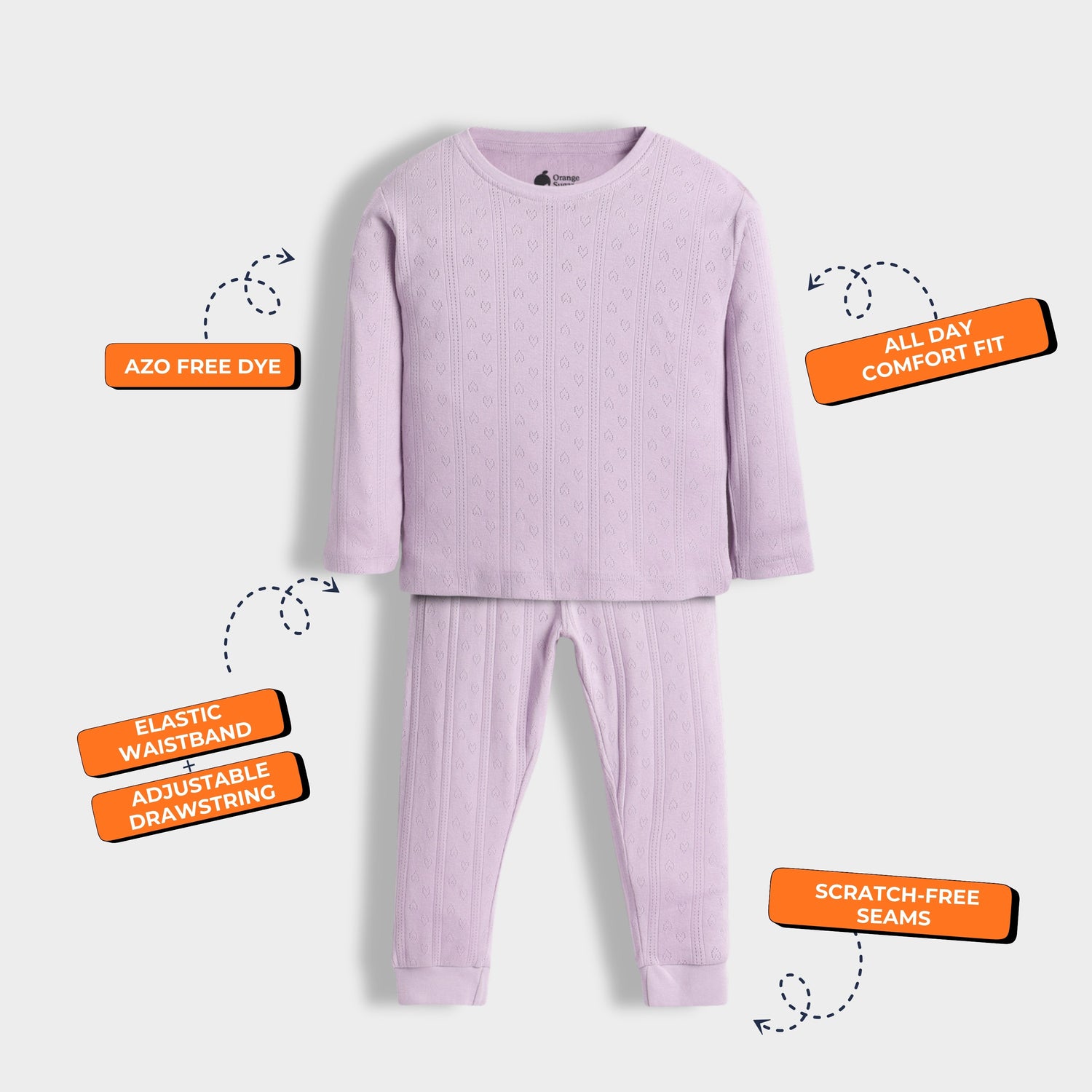 Full Sleeves Unisex Co-ord Set | Pointelle Lavender