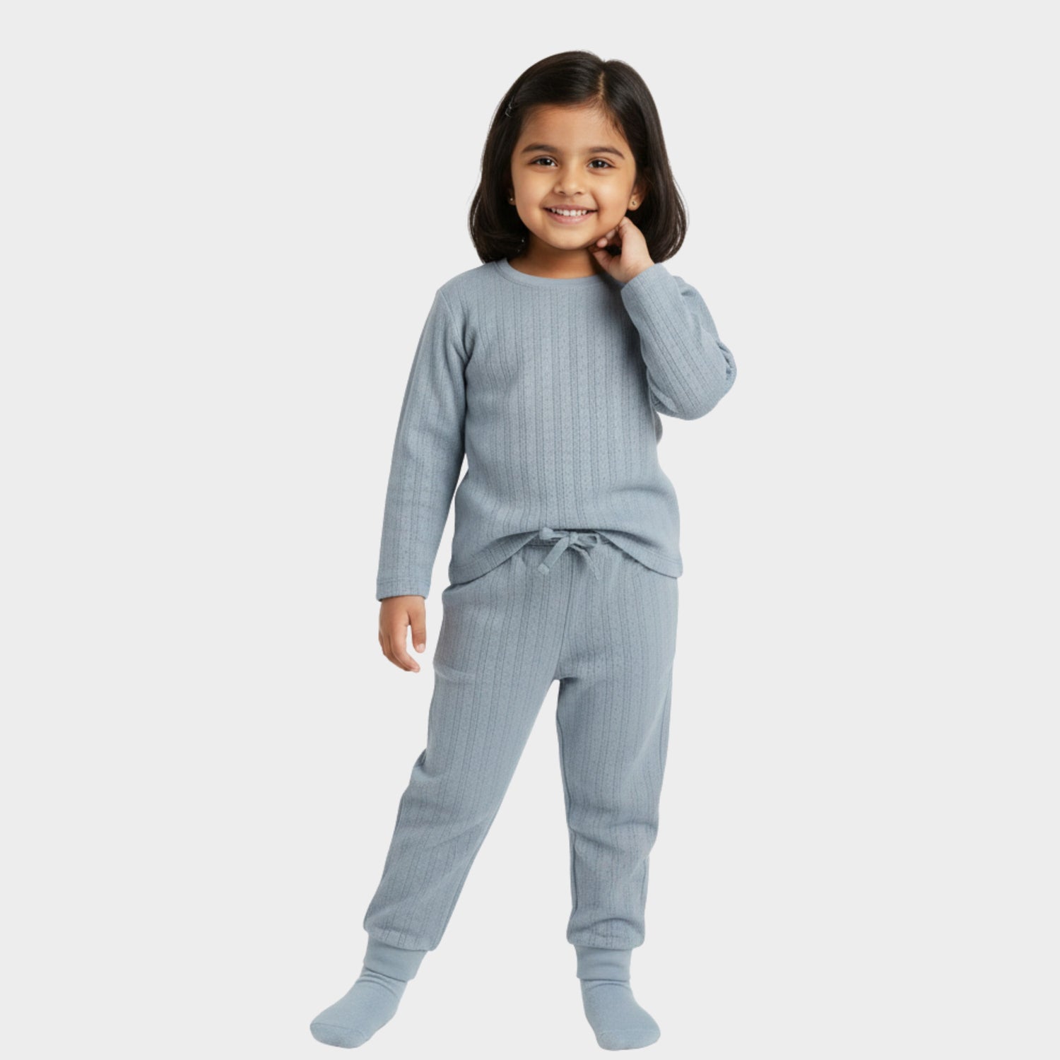 Full Sleeves Unisex Co-ord Set | Pointelle Grey