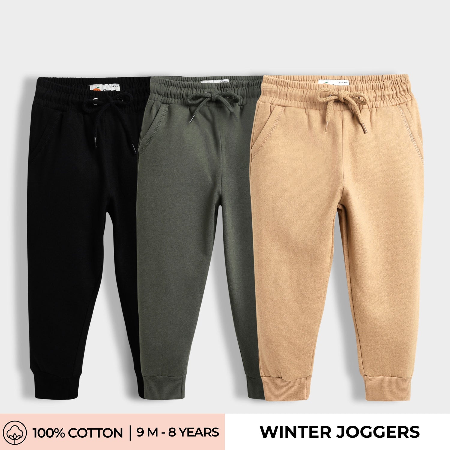 3 Pcs Winter Joggers | Black, Green, Brown