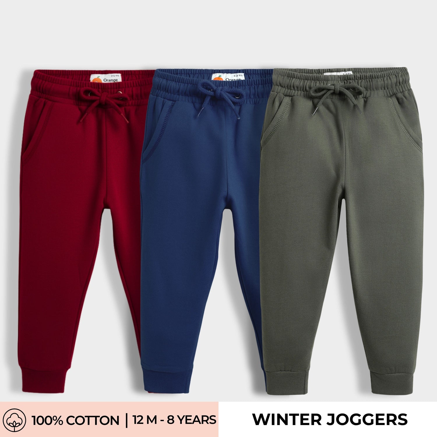 3 Pcs Winter Joggers | Maroon, Diesel Blue, Wild Pals