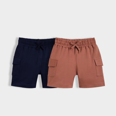 2 Pcs Interlock Shorts | Royal Blue, Honey Brown