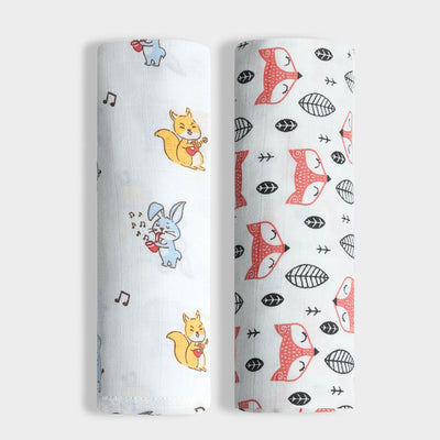 2 Pack Muslin Swaddle | Jungle Jingles, Fox
