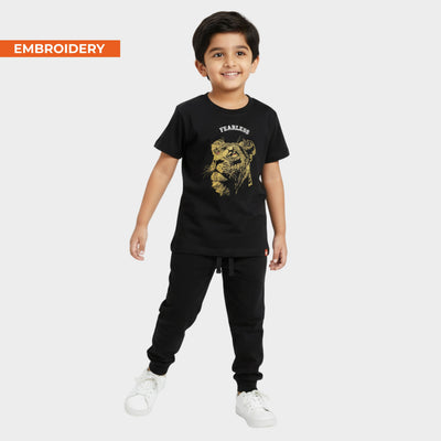 Half Sleeves Unisex T-Shirt & Joggers Set | Fearless Lion