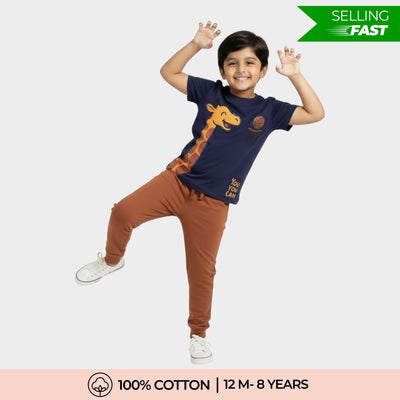 Half Sleeves Unisex T-Shirt & Joggers Set | Sporty Giraffe