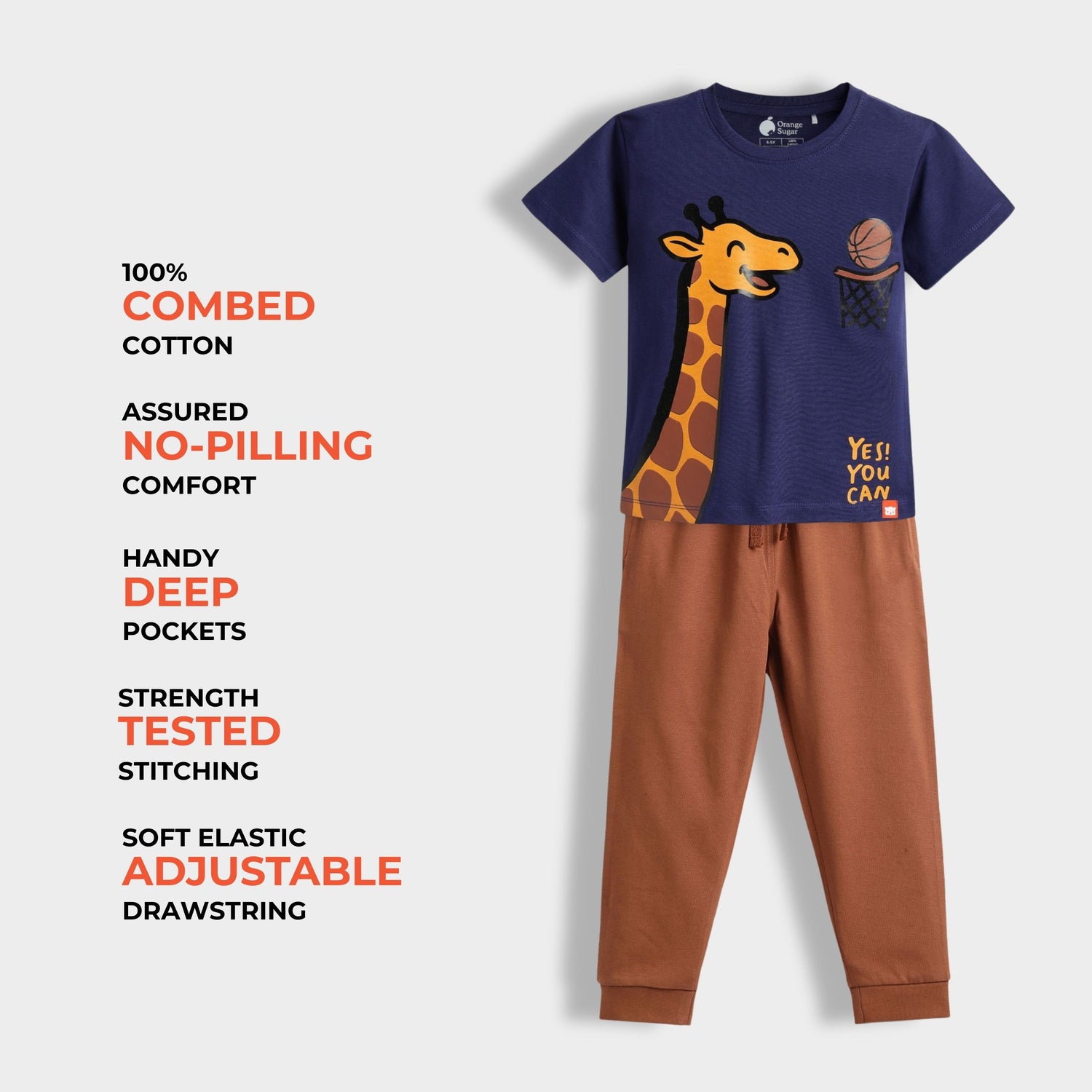 Half Sleeves Unisex T-Shirt & Joggers Set | Sporty Giraffe