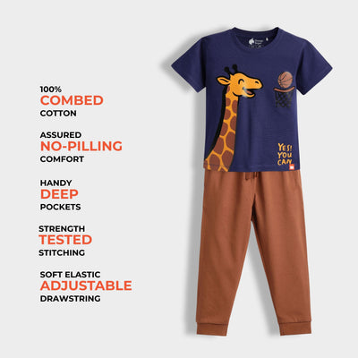 Half Sleeves Unisex T-Shirt & Joggers Set | Sporty Giraffe