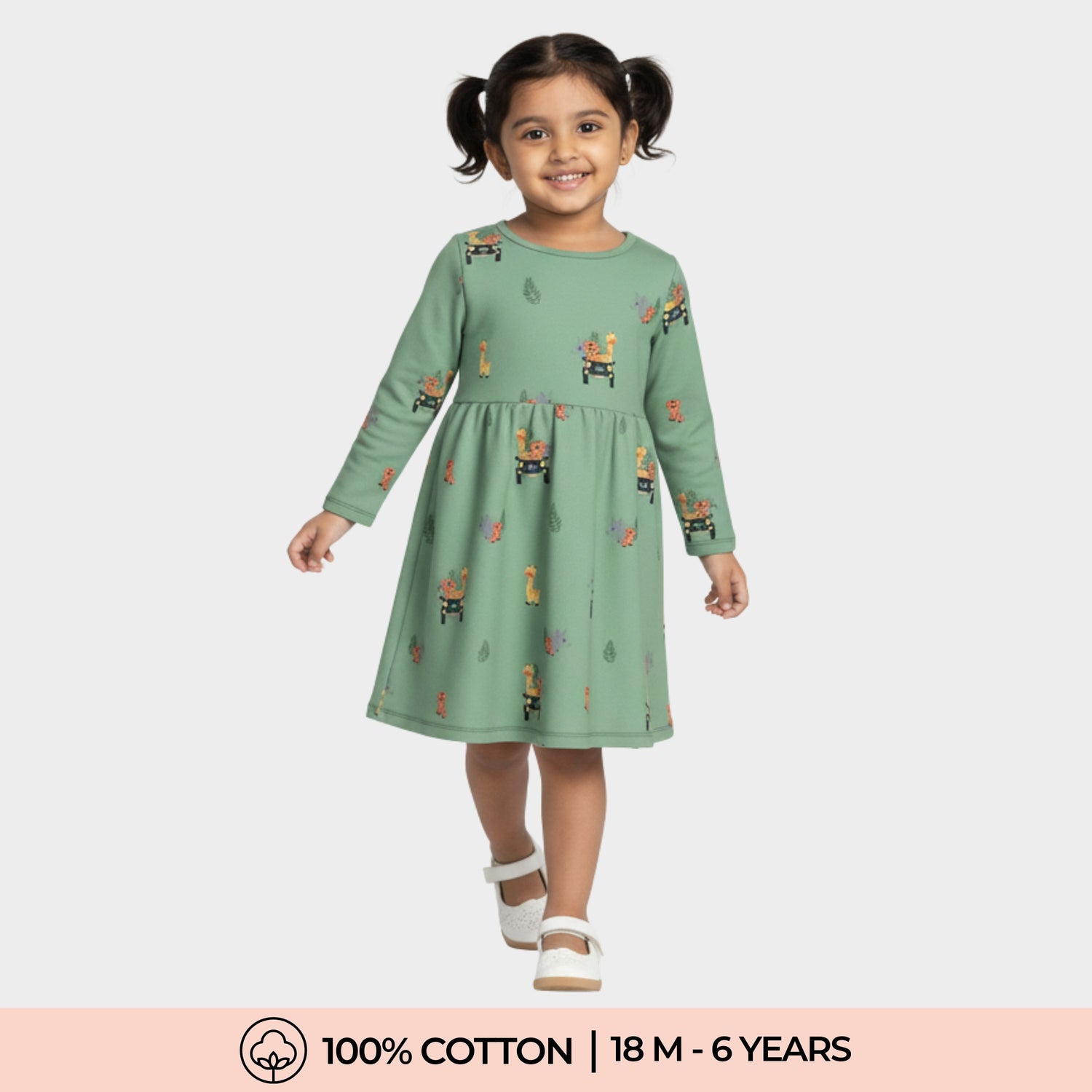 Long Sleeves Printed Dress | Jungle Safari