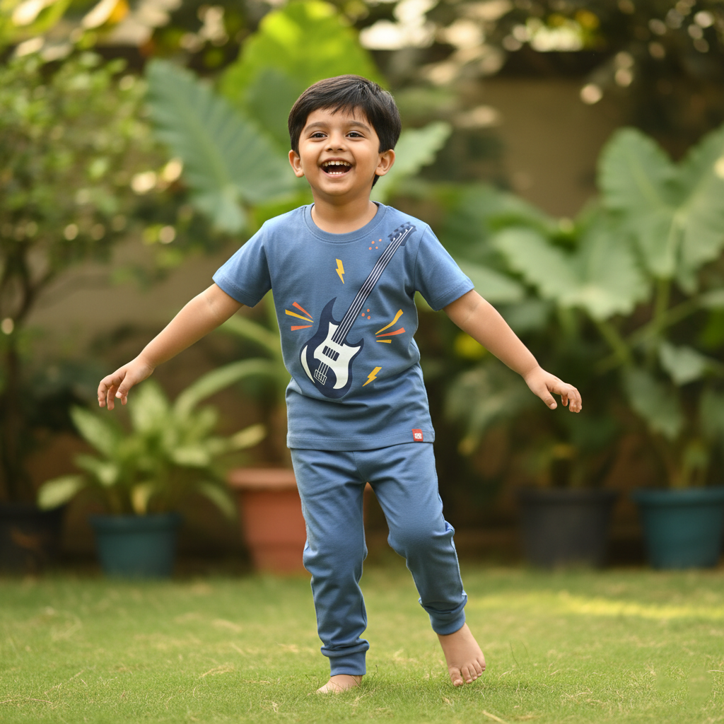 Half Sleeves Unisex T-Shirt & Joggers Set | Little Rockstar