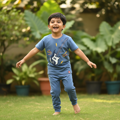 Half Sleeves Unisex T-Shirt & Joggers Set | Little Rockstar