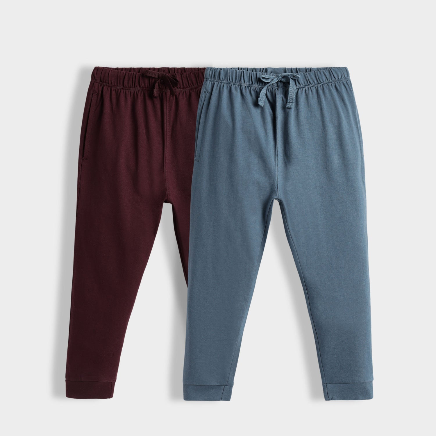 2 Pcs Cotton Joggers | Wine, Air Force Blue