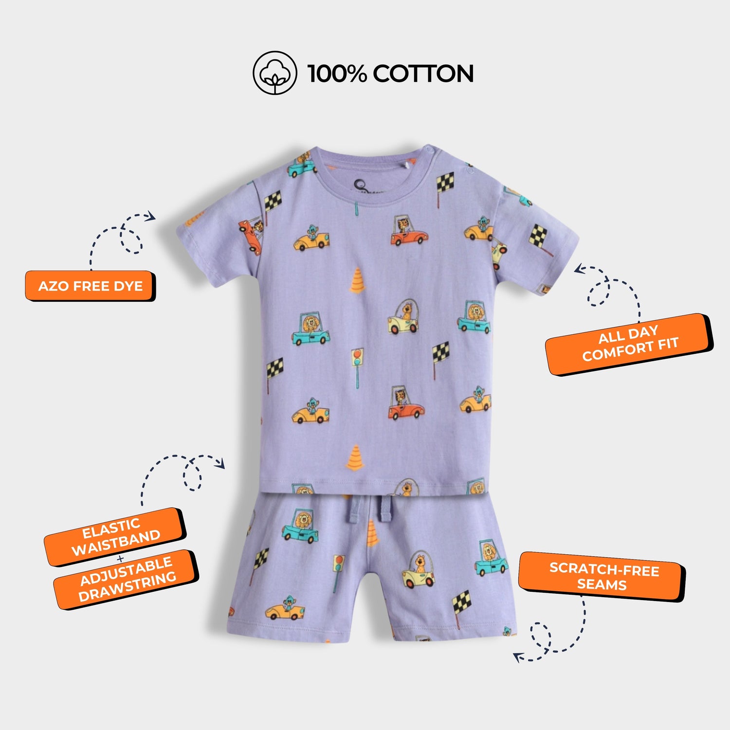T-Shirt & Shorts Unisex Co-ord Set | Racing Cars