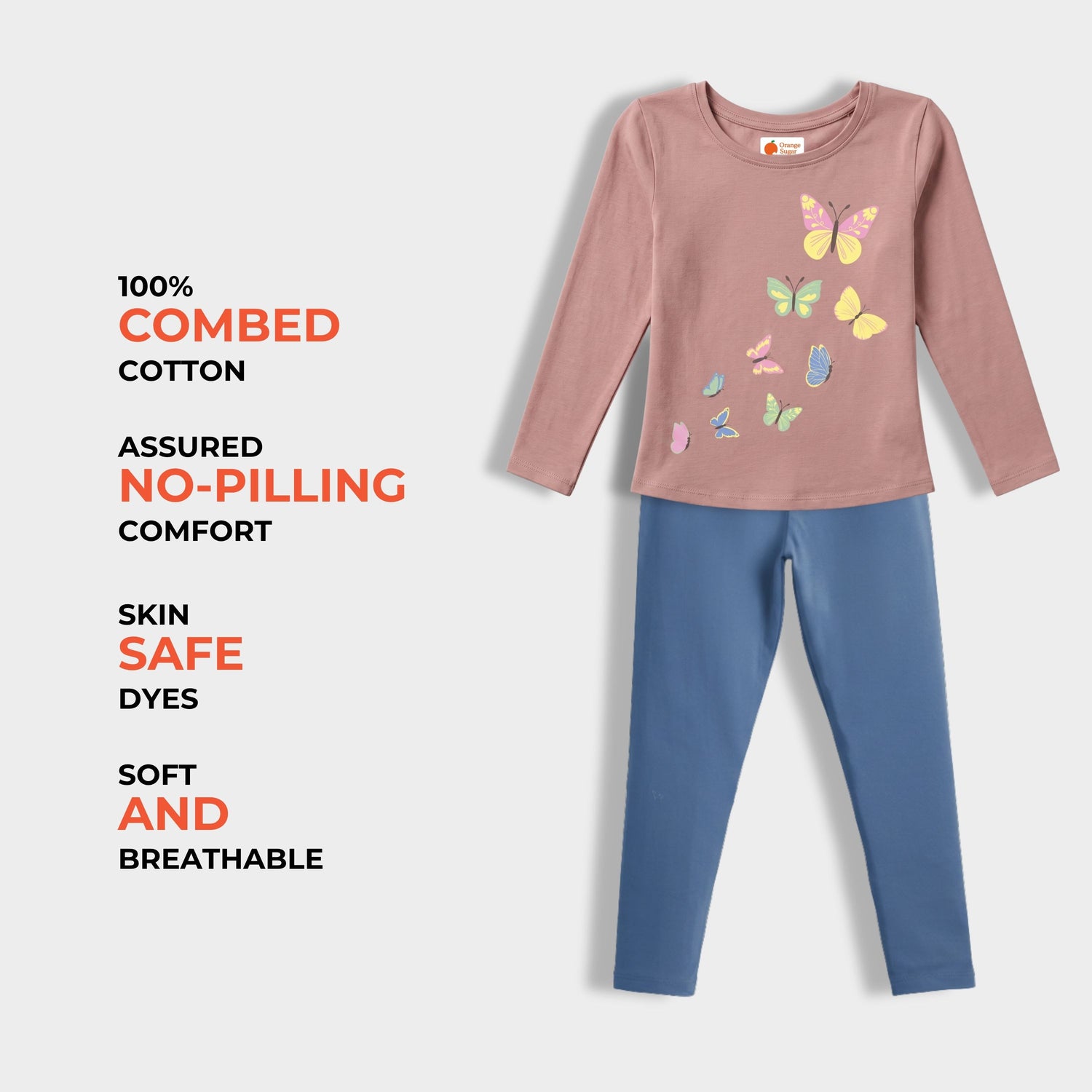 Full Sleeves Girls Top & Leggings Set | Wings Of Joy
