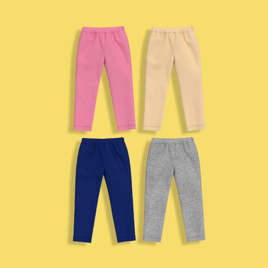 4 Pcs Leggings | Royal Blue, Pink, Grey, Beige