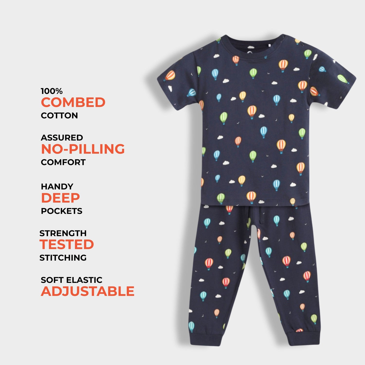 Half Sleeves Unisex Co-ord Set | Hot Air Balloon