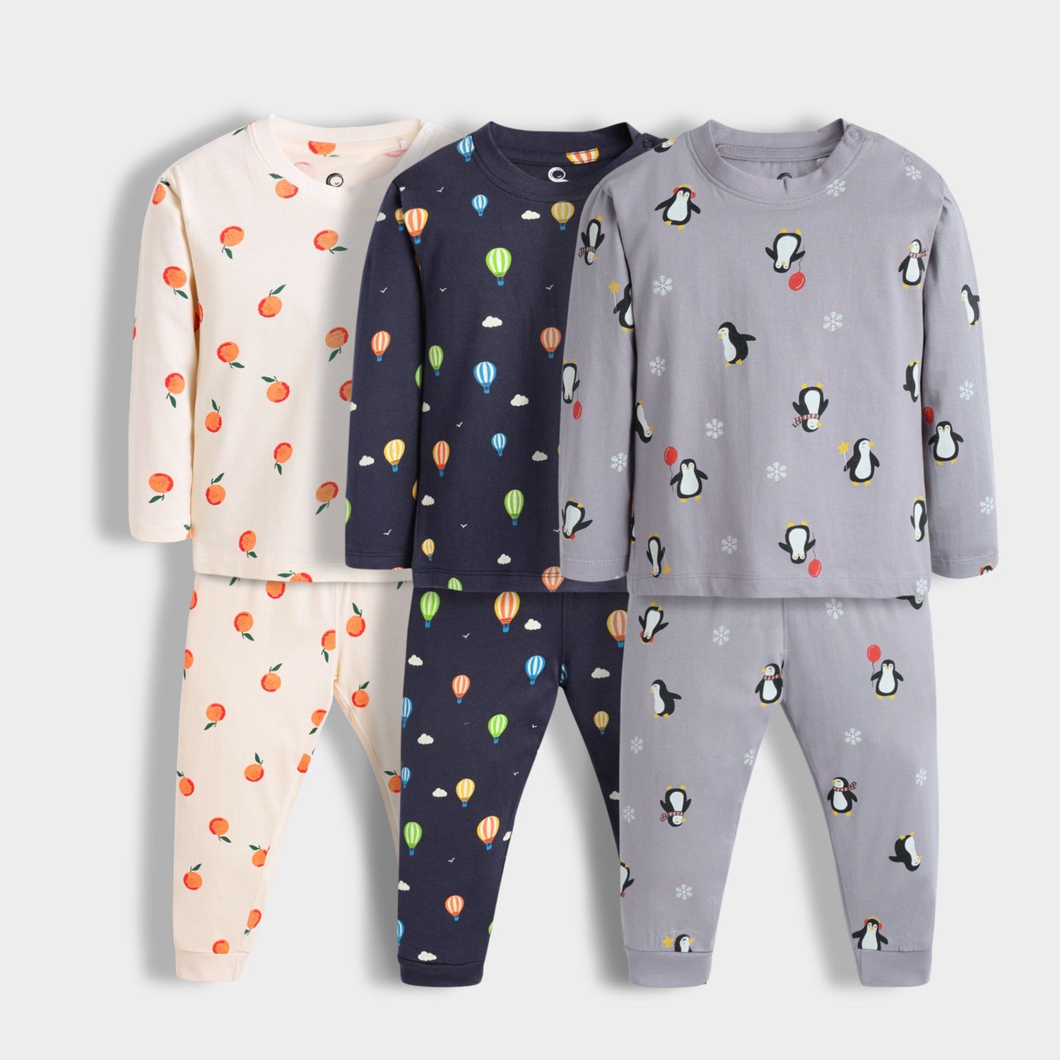 3 Pack Full Sleeves Unisex Co-ord Set | Oranges, Penguin & Hot Air