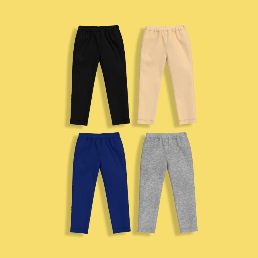 4 Pcs Leggings | Black, Beige, Grey, Royal Blue