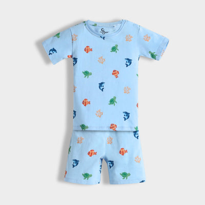 3 Pack T-Shirt & Shorts Unisex Co-ord Set | Underwater, Orange Stripes, Berry