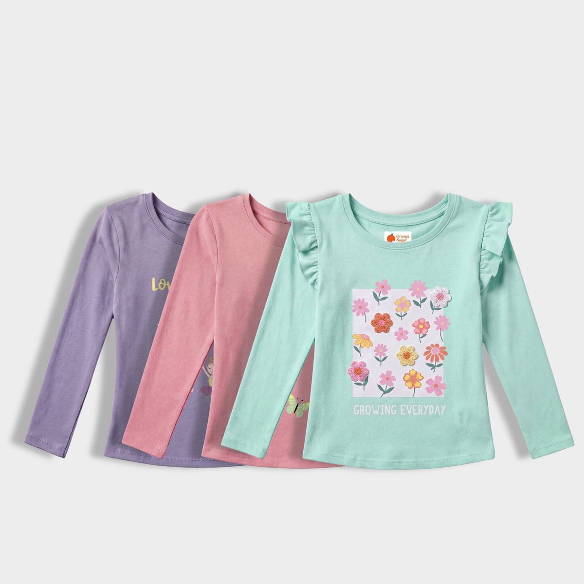 3 Pack Girls Full Sleeves Top | Love To Dance, Wings Of Joy, Growing Everyday