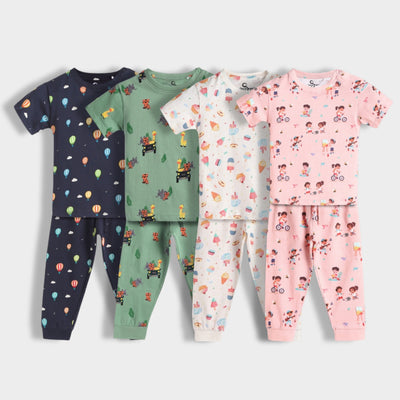 4 Pack Half Sleeves Unisex Co-ord Set | Frosty, Garden, Jungle & Hot Air