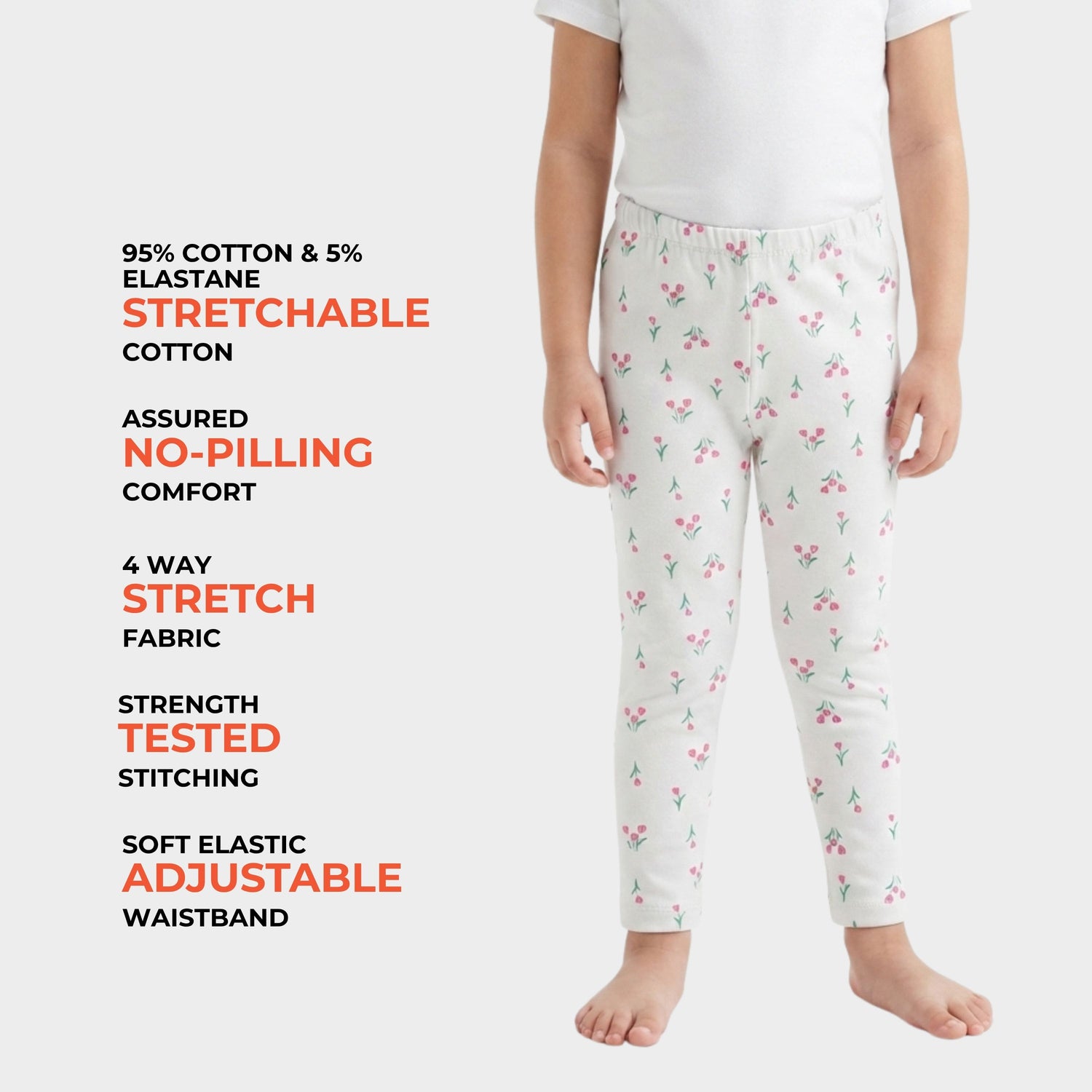 Leggings | White Tulips