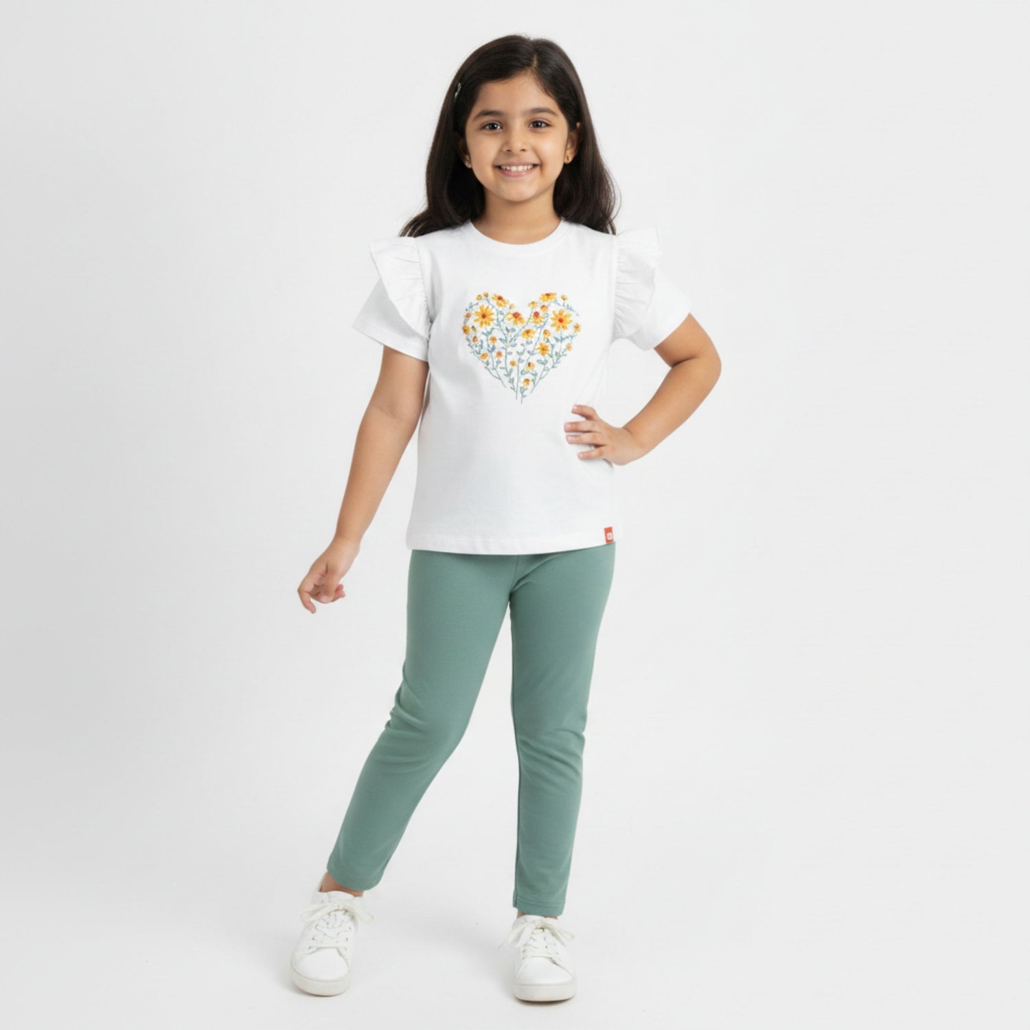 Girls Top & Leggings Set | Blooming Heart