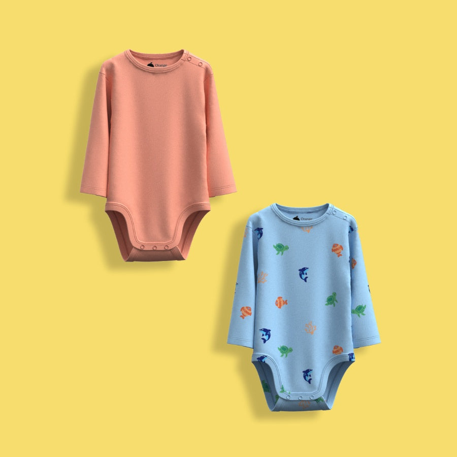 2 Pcs Full Sleeves Bodysuit | Underwater, Orange