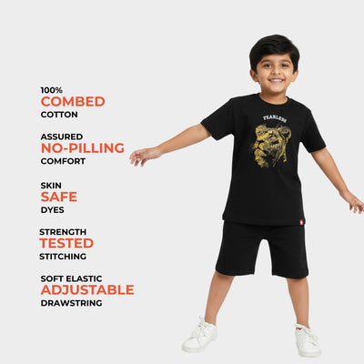 3 Pack T-Shirt & Shorts Unisex Co-ord Set | Fearless Lion, Popcorn, Goal Time