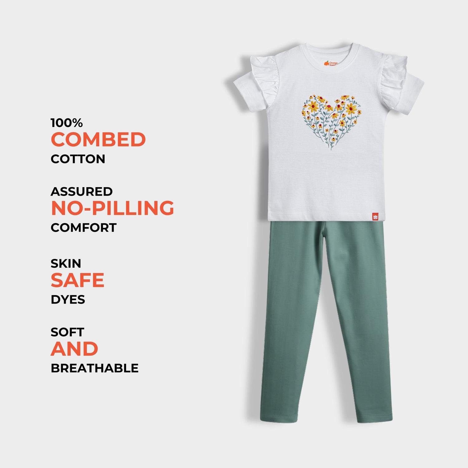 Girls Top & Leggings Set | Blooming Heart