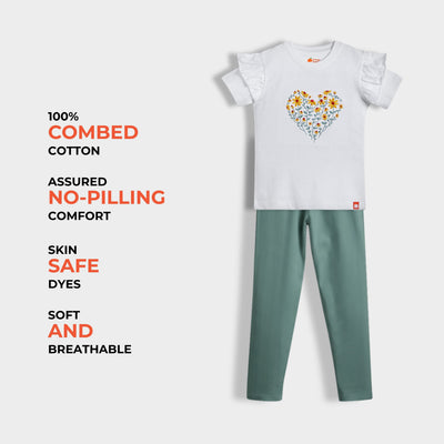 Girls Top & Leggings Set | Blooming Heart