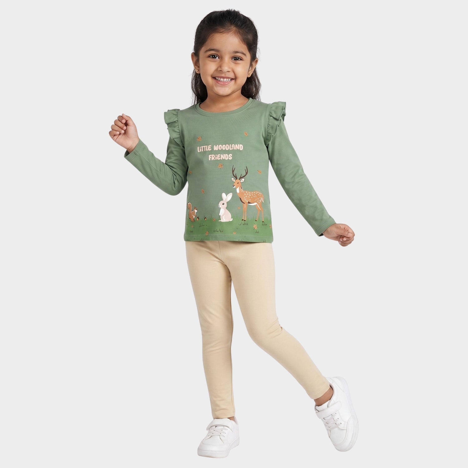 Full Sleeves Girls Top & Leggings Set | Forest Friend