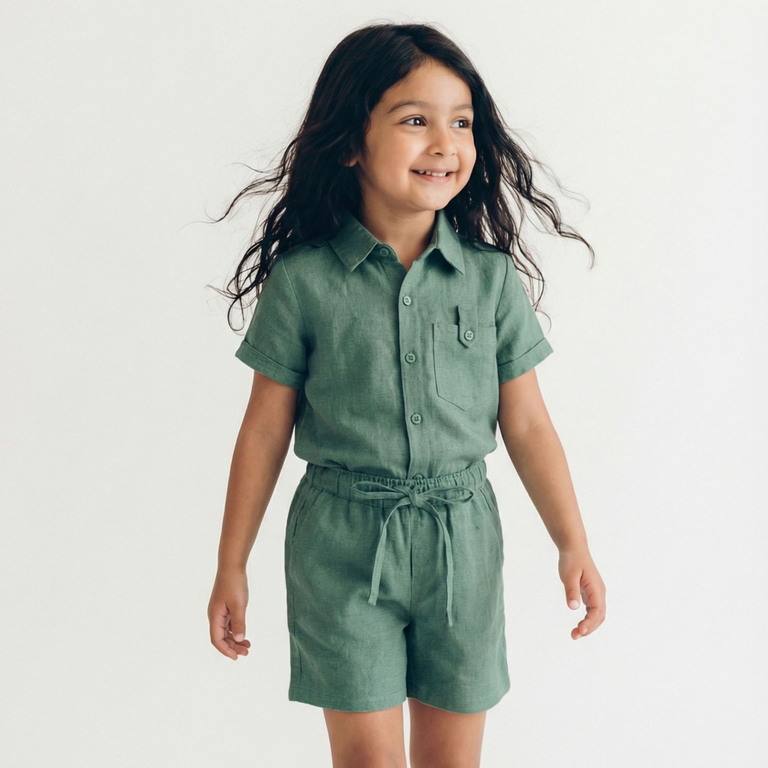 Half Sleeves Unisex Cotton Linen Shirt & Shorts Co-ord Set | Pine Grove