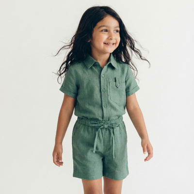 Half Sleeves Unisex Cotton Linen Shirt & Shorts Co-ord Set | Pine Grove