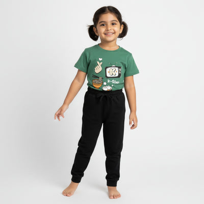 Half Sleeves Unisex T-Shirt & Joggers Set | Korea Love