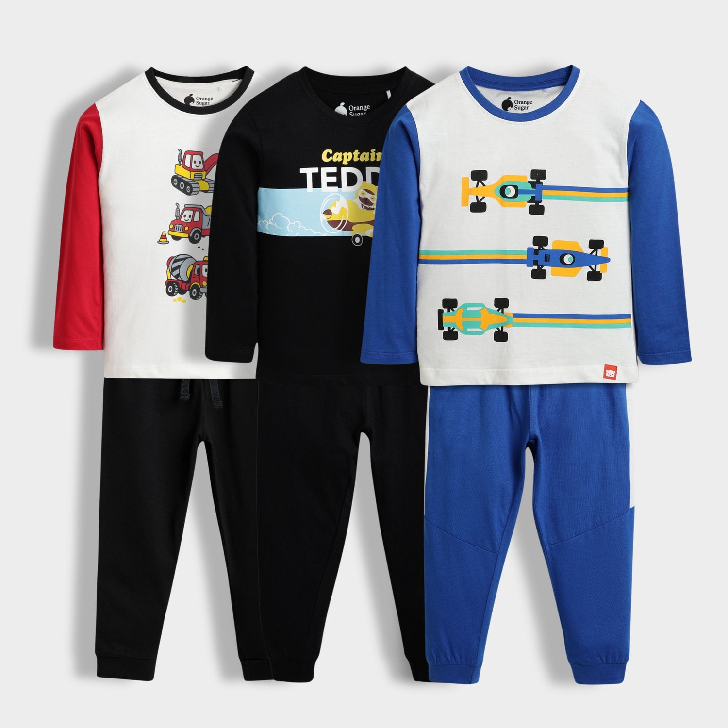 3 Pack Full Sleeves Unisex Co-ord Set | Road Runner, Teddy, Racing