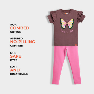 Girls Top & Leggings Set | Fairy Wings