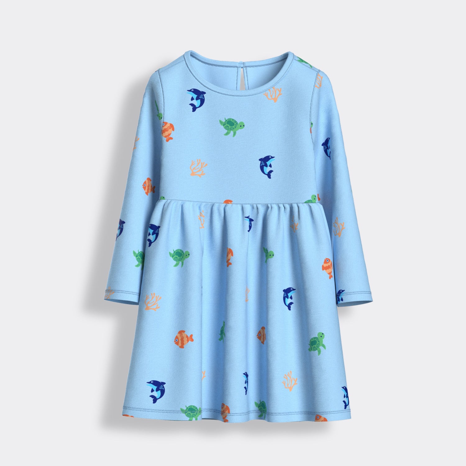 Long Sleeves Printed Dress | Underwater Wonders
