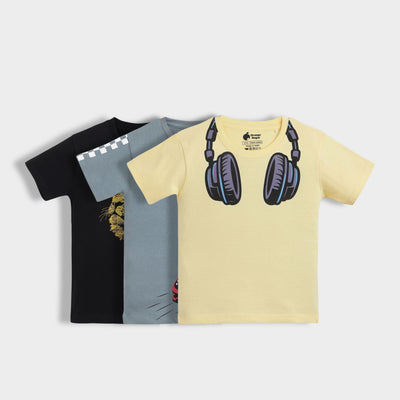3 Pack Half Sleeves Unisex T-Shirts | Fearless Lion, Race Day, Music Buddy