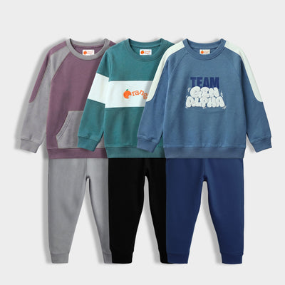 3 Pack Unisex Sweatshirt & Joggers Set | Light Purple, Orange Crew, Team Gen Alpha