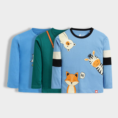 3 Pack Full Sleeves Unisex T-Shirts | Detective Teddy, Mini Camera, Peek A Boo
