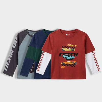 3 Pack Full Sleeves Unisex T-Shirts | Super Bike, Champion, Fast Wheels