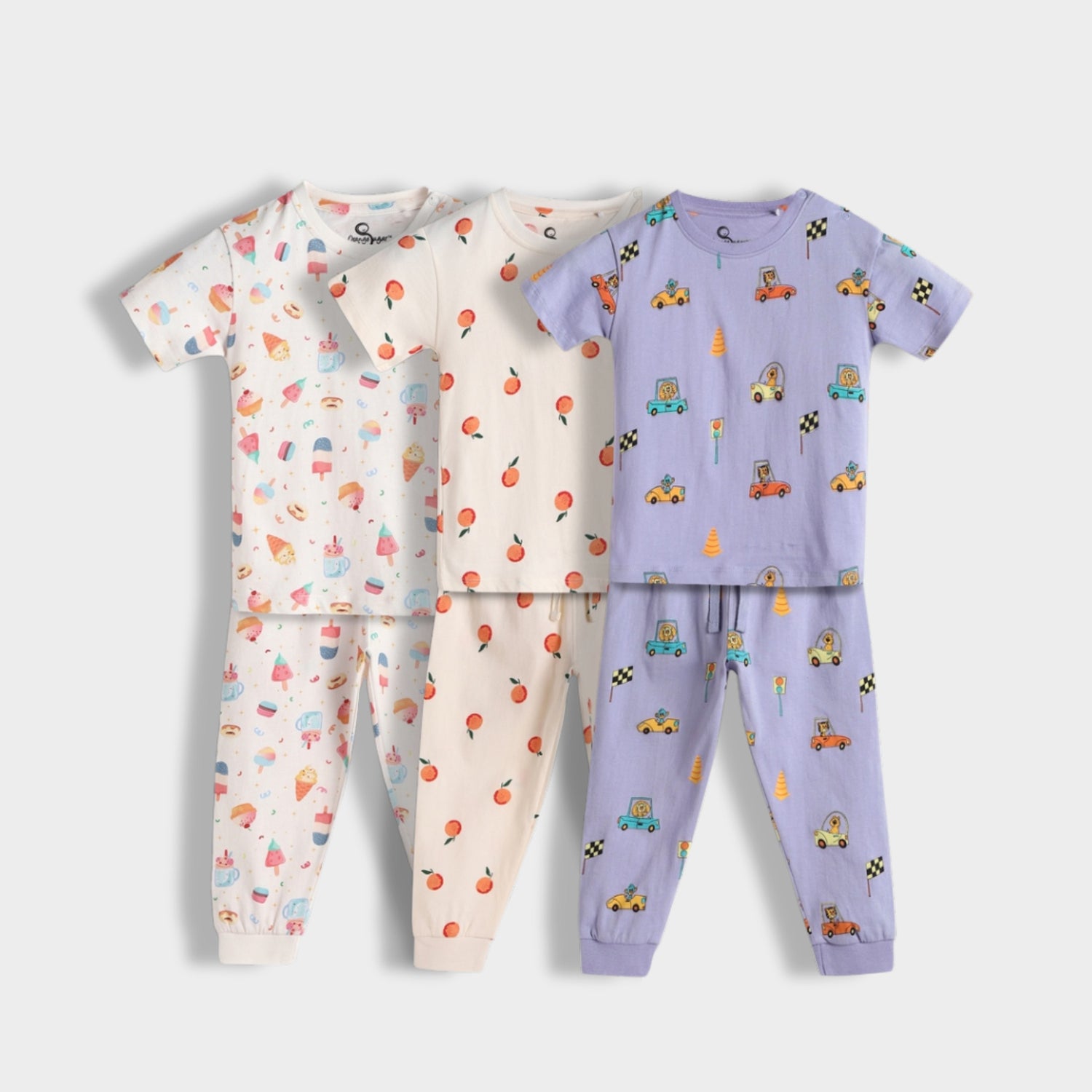 3 Pack Half Sleeves Unisex Co-ord Set | Frosty, Orange & Cars