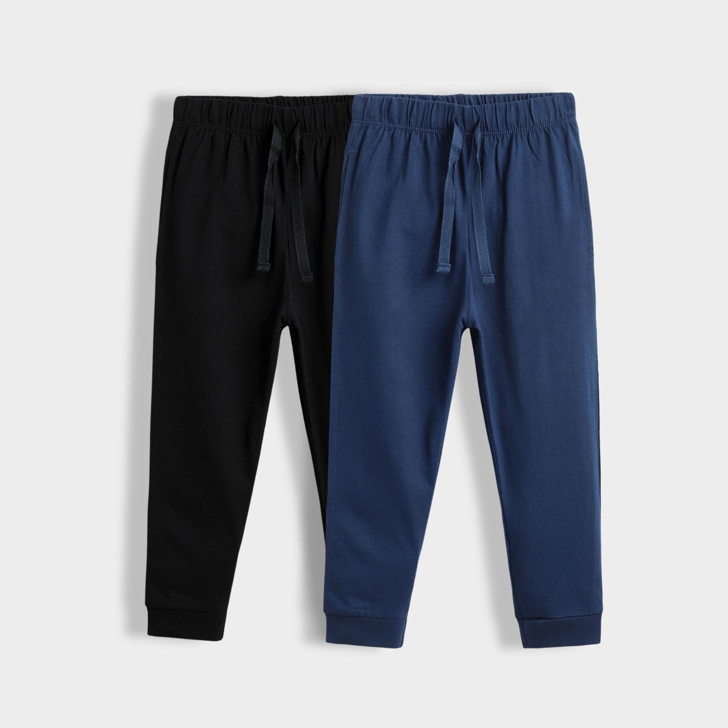 2 Pcs Cotton Joggers | Black, Blue