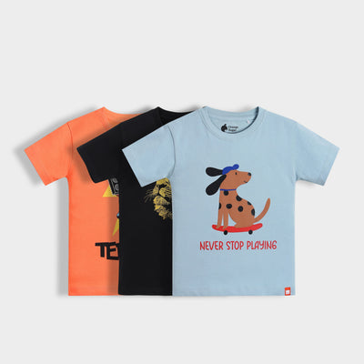 3 Pack Half Sleeves Unisex T-Shirts | Dj Teddy, Fearless Lion, Pup Ride