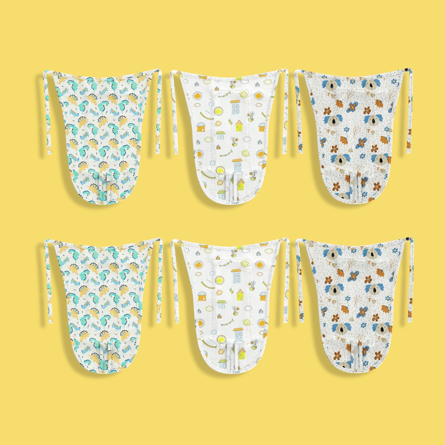 6 Pack Muslin Langot | Dinosaur, Street, Kaola